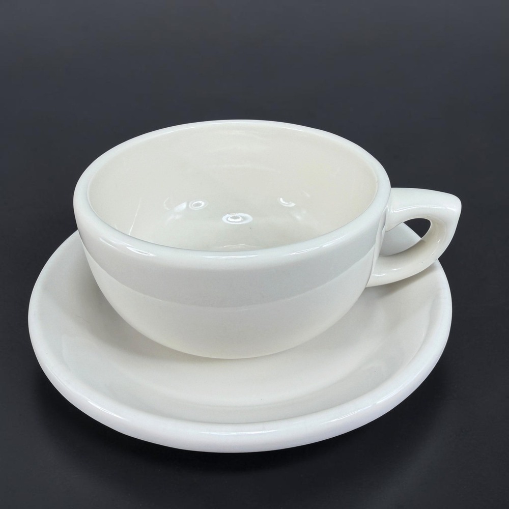 Buffalo China White Vitrified China Large Cup and Saucer Set DCC China USA VTG
